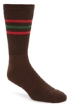 Gucci Logo Stripe Jacquard Cotton Blend Socks In Coffee/dark Green