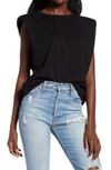 Endless Rose Padded Shoulder T-shirt In Black