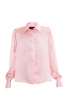 ANOUKI PINK SATIN SHIRT WITH SHOULDER PADS,811679