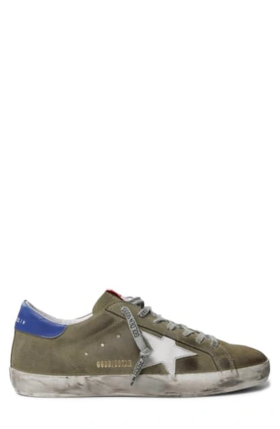 Golden Goose Super-star Sneaker In Wood Green/ White/ Blue