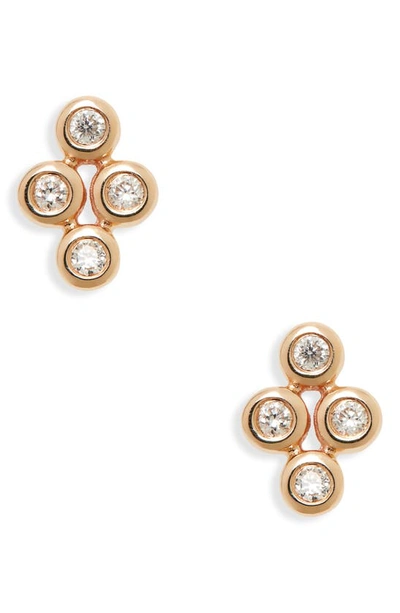 Dana Rebecca Designs Lulu Jack Four-bezel Diamond Stud Earrings In Yellow Gold