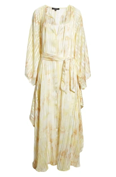 Ilse Jacobsen Shadow Stripe Floral Long Sleeve Belted Maxi Dress In Sunbeam Dye