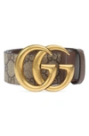 Gucci Brown Gg Supreme Marmont Leather Belt In Brown