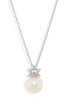 MIKIMOTO MIKIMOTO AKOYA CULTURED PEARL & DIAMOND PENDANT NECKLACE,MPQ10128ADXW