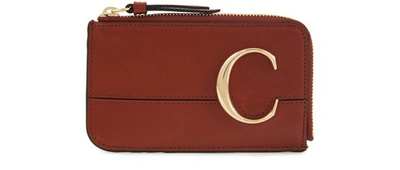 Chloé C Zipped Wallet In Sepia Brown