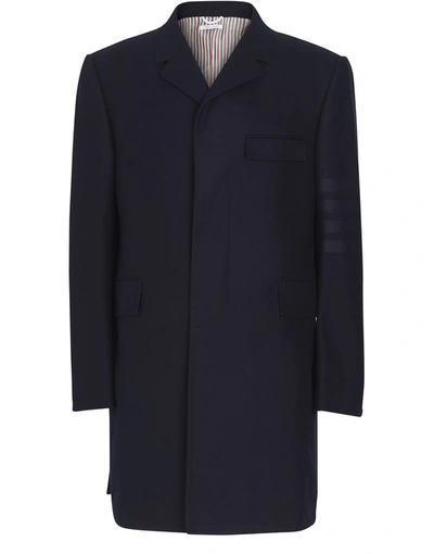 Thom Browne 4 Bar Wool & Cashmere Flannel Coat In Navy