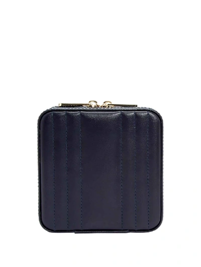 Wolf Maria Large Quilted Leather Zip Jewelry Case In Blue