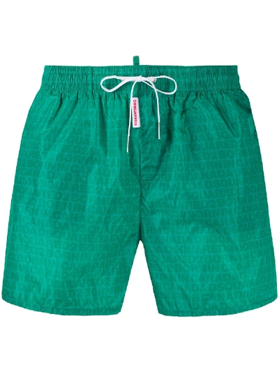 Dsquared2 Logo Print Swimming Trunks In Green