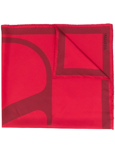 Valentino Vlogo Printed Scarf In Red