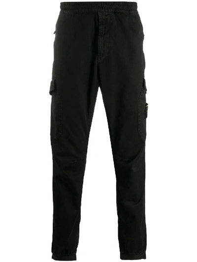 Stone Island Slim-fit Cargo Trousers In Black