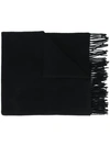MONCLER LOGO-PATCH FRINGED WINTER SCARF