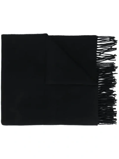 Moncler Logo-patch Fringed Winter Scarf In Black