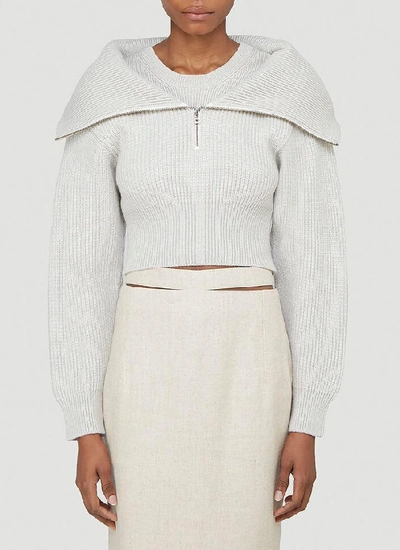 Jacquemus Risoul Layered Ribbed Merino Wool Sweater In Grey