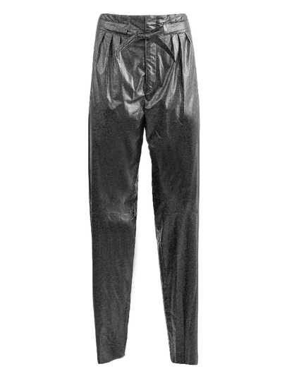 Isabel Marant Black Vegan Leather Trousers In Nero