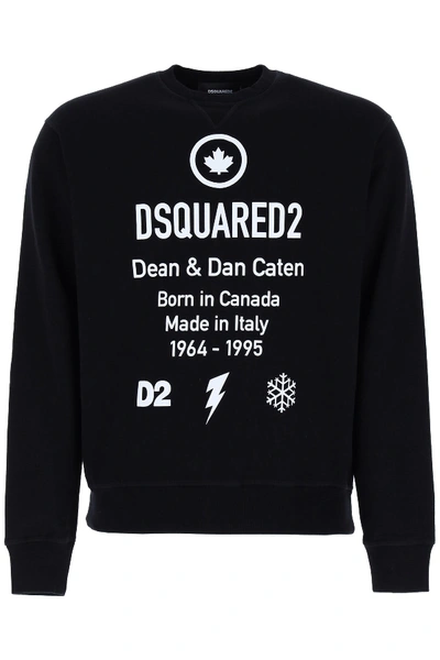 Dsquared2 Born In Canada Print Sweatshirt In Black,white