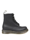 DR. MARTENS' GREASY 1460 BLACK LEATHER COMBAT BOOTS