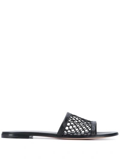 Gianvito Rossi Jamaica Leather-trimmed Slides In Black