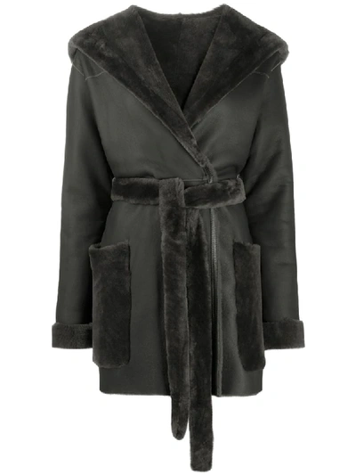 Liska Reversible Shearling Coat In Grey