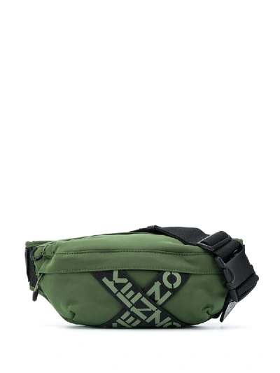 Kenzo Cross Logo Belt Bag In Green