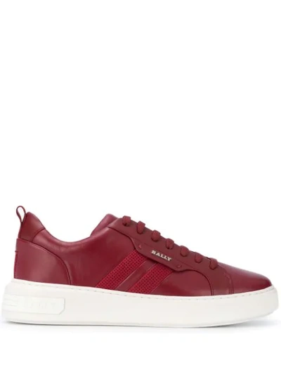Bally Men's Orivel Leather Trainers In Red