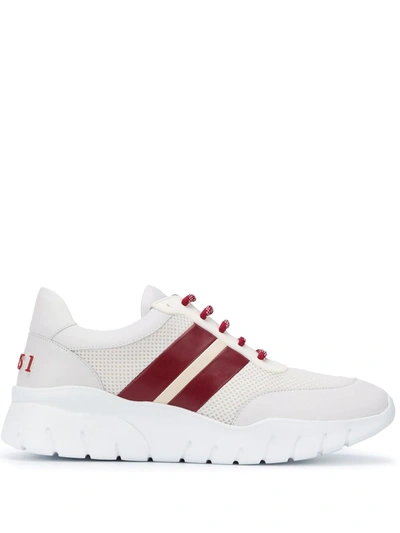 Bally Blerry Low-top Leather Sneakers In White,red
