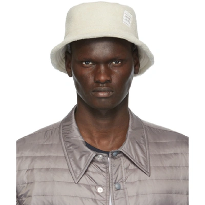 Thom Browne Shearling Bucket Hat In White