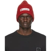 ACNE STUDIOS RED WOOL PATCH BEANIE