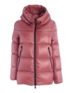 MONCLER SERITTE DOWN JACKET IN PINK FEATURING HOOD
