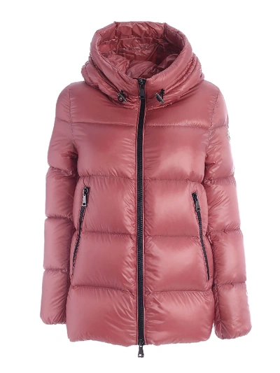 Moncler Seritte Down Jacket In Pink Featuring Hood