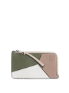 LOEWE PUZZLE CARDHOLDER IN GREEN WHITE AND BEIGE
