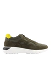 HOGAN INTERACTIVE³ NUBUCK AND FABRIC SNEAKERS IN GREEN