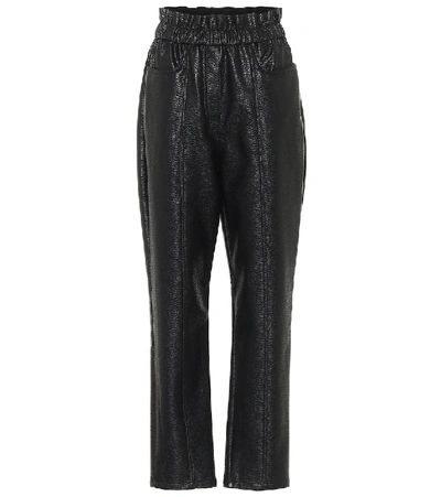 Philosophy Di Lorenzo Serafini Gathered Faux Textured-leather Straight-leg Trousers In Black