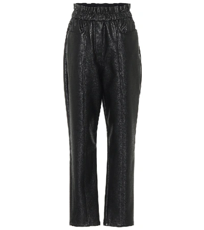 Philosophy Di Lorenzo Serafini Gathered Faux Textured-leather Straight-leg Pants In Black