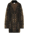 SAINT LAURENT 豹纹羊毛混纺大衣,P00489851