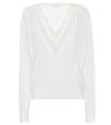 CHLOÉ LACE-TRIMMED WOOL AND SILK SWEATER,P00499367