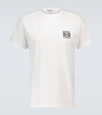 Loewe Slim-fit Logo-embroidered Cotton-jersey T-shirt In White
