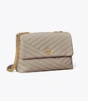 Tory Burch Kira Chevron Convertible Shoulder Bag In Gray Heron