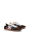 Tory Burch Logo-patch Soft Low-top Trainers In Perfect Black/new Ivory