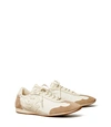 Tory Burch Tory Bicolor Mixed Leather Trainer Sneakers In White/new Ivory/cerbiatto