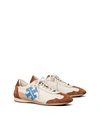 Tory Burch Tory Leather And Suede Sneakers In New Ivory/bellflower Blue/sella