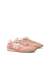 Tory Burch Tory Bicolor Mixed Leather Trainer Sneakers In Pink Moon/new Ivory/cerbiatto