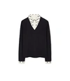 TORY BURCH EMBROIDERED DICKIE V-NECK SWEATER,192485639506