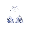 Tory Burch Printed String Bikini Top In Blue Branches
