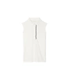 Tory Sport Performance Pique Ruffle Sleeveless Polo In Snow White