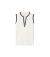 Tory Sport Sleeveless Tunic Top Snow White/ Tory Navy Xs In Snow White