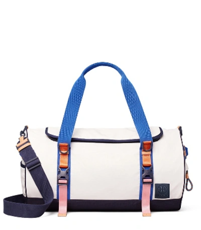 Tory Sport Tory Burch Ripstop Nylon Color-block Duffle Bag In Snow White