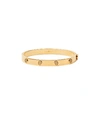 Tory Burch Goldtone Logo Stud Hinged Bangle Bracelet In Tory Gold
