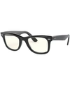 Ray Ban Sunglasses  Wayfarer Clear Evolve - Shiny Black Frame Grey Lenses 54-18 In Shiny Black