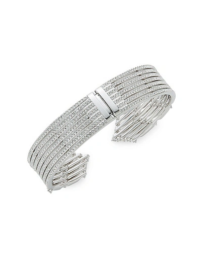 Adriana Orsini Greta White Rhodium Crystal Hinge Cuff