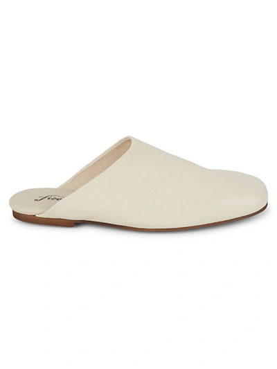 Free People Reese Leather Flat Mules In Bone Leather